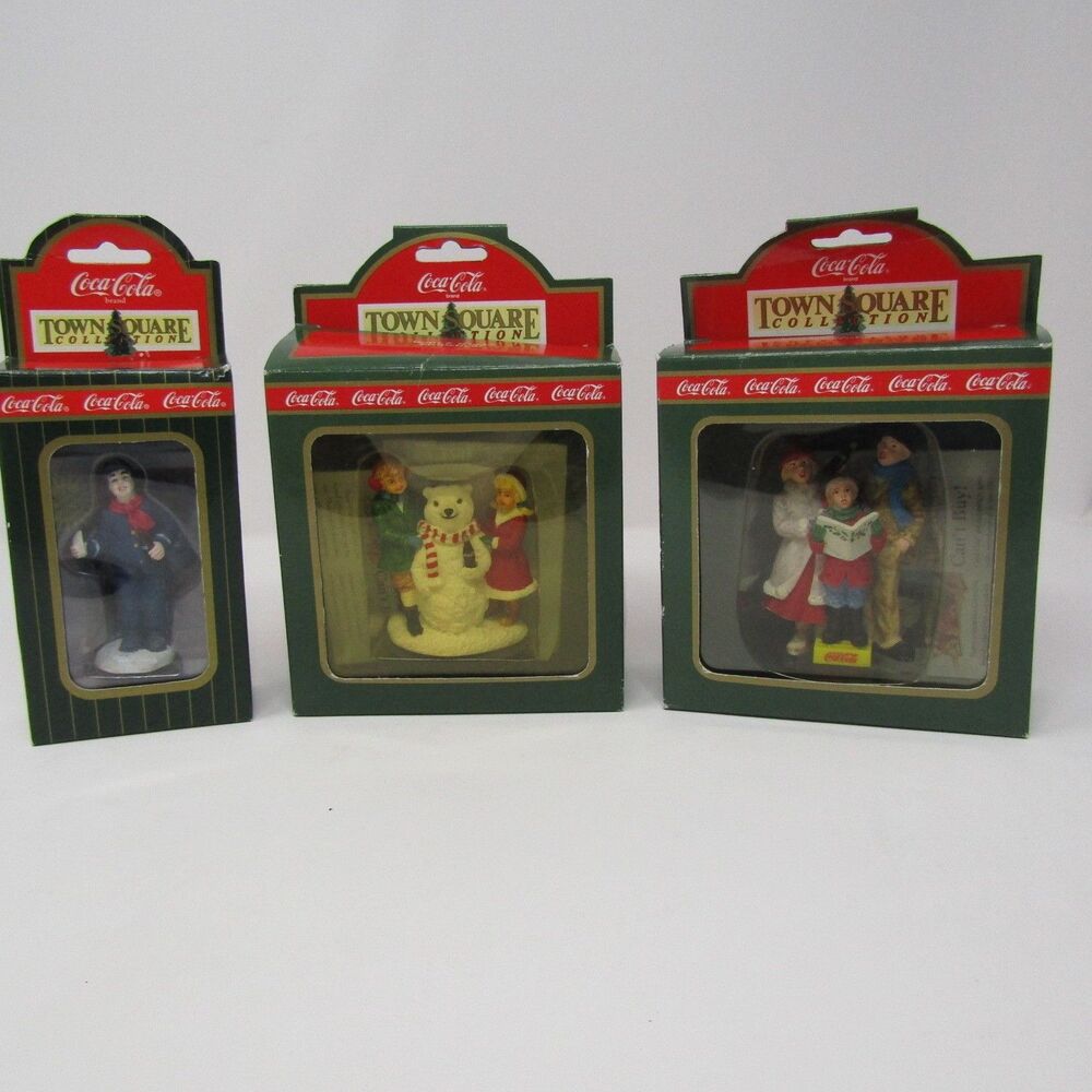 Coca-Cola Town Square Collection Christmas Figurines Set of 3 NIB Mailman